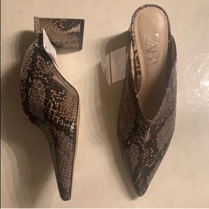 Zara snake print mules